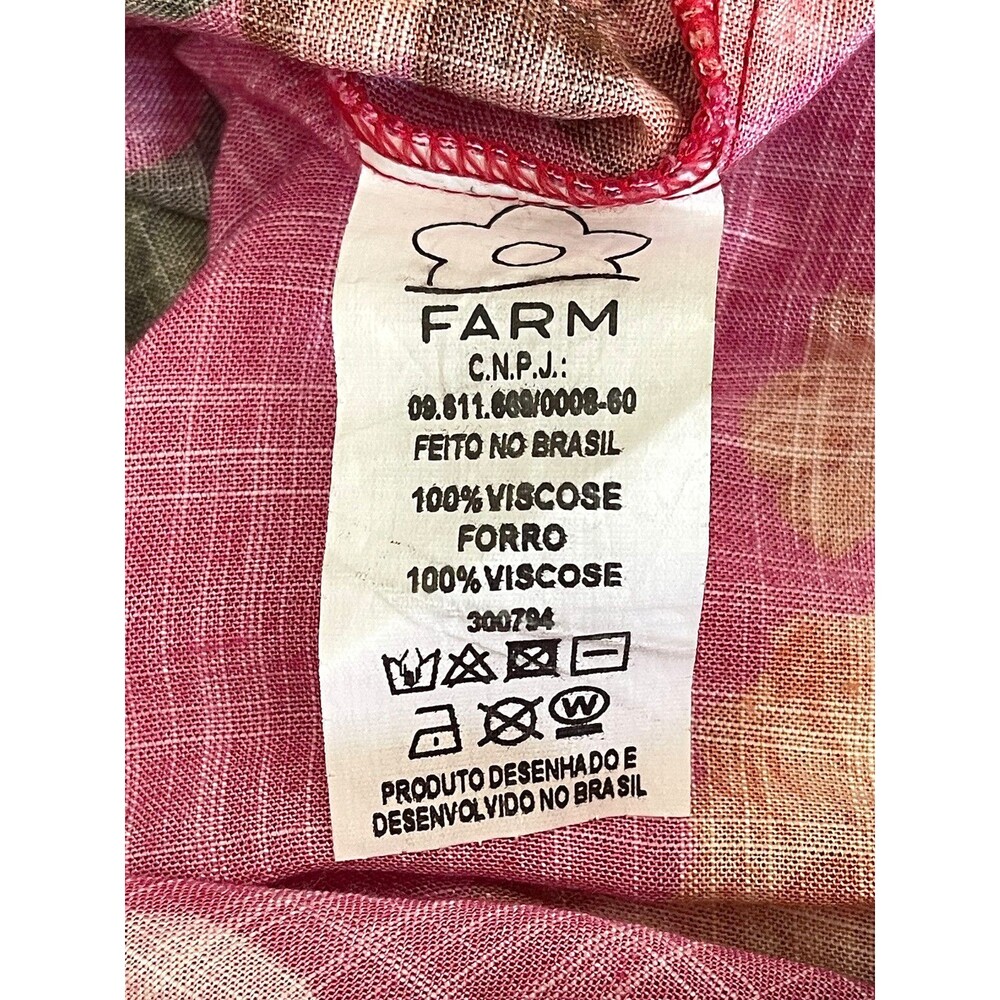 Farm Rio Tiered Maxi Dress Sz M Pink Vibrant Floral Boho Free Spirited Feminine - Picture 14 of 14